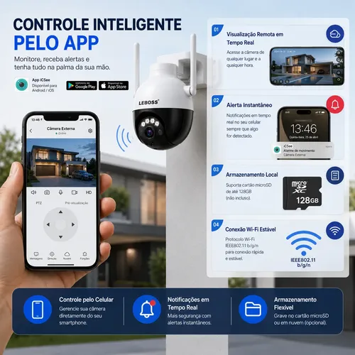 Kit2 Câmera Dome Wi-fi Ptz 1080p Visão Noturna Rotação 360°