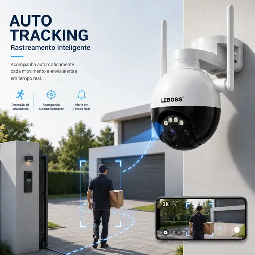 Kit2 Câmera Dome Wi-fi Ptz 1080p Visão Noturna Rotação 360°