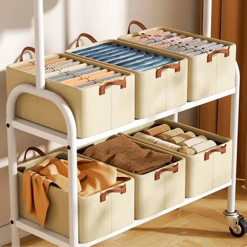 Kit4 Cestos Caixas Dobravel Organizadoras De Guarda Roupas