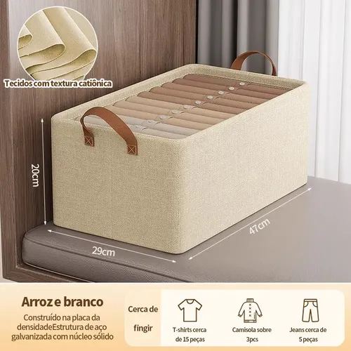 Kit4 Cestos Caixas Dobravel Organizadoras De Guarda Roupas