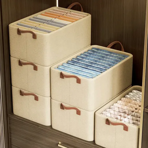 Kit4 Cestos Caixas Dobravel Organizadoras De Guarda Roupas