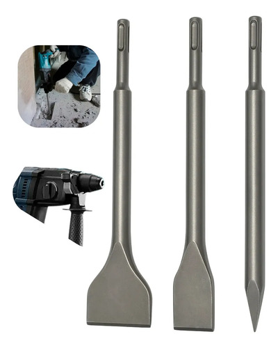 Klm kit sds plus martelete ponteiro e talhadeiras jogo 3 pec