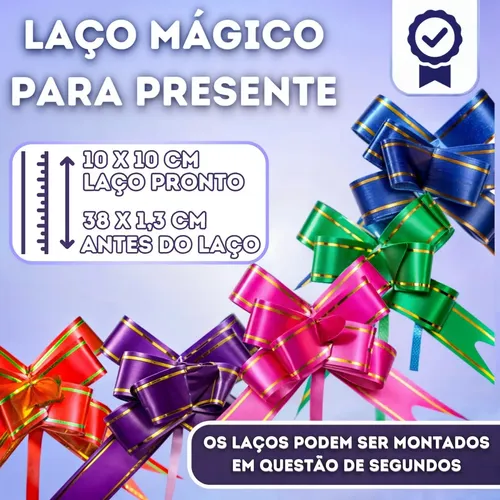 Laço Fácil Mágico Grande Para Presente Pronto 100 Unidades