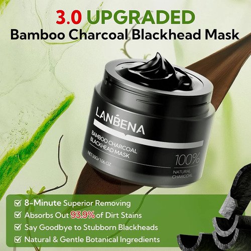 Lanbena 3.0 Máscara Facial Removedora De Cravos 30g Charcoal