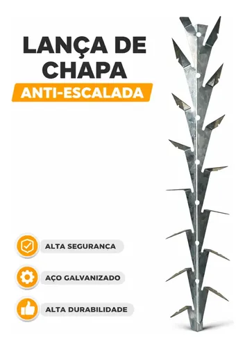 Lança De Proteção Galvanizada Para Muro 10mts