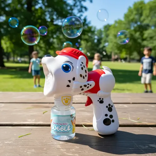 Lançador De Bolhas Sabão Automático Cachorro Azul E Vermelho