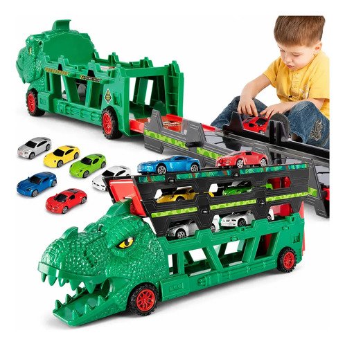 Lancador dino dinossauro 6 carrinhos brinquedo infantil pist