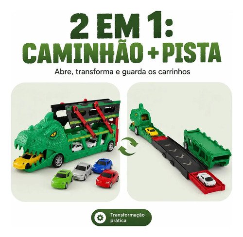 Lançador Dino Dinossauro 6 Carrinhos Brinquedo Infantil Pista De Corrida Super Velocidade Lançamento Automático Presente Menino 3 anos