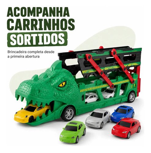 Lançador Dino Dinossauro 6 Carrinhos Brinquedo Infantil Pista De Corrida Super Velocidade Lançamento Automático Presente Menino 3 anos