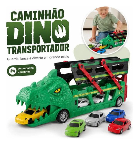 Lançador Dino Dinossauro 6 Carrinhos Brinquedo Infantil Pista De Corrida Super Velocidade Lançamento Automático Presente Menino 3 anos