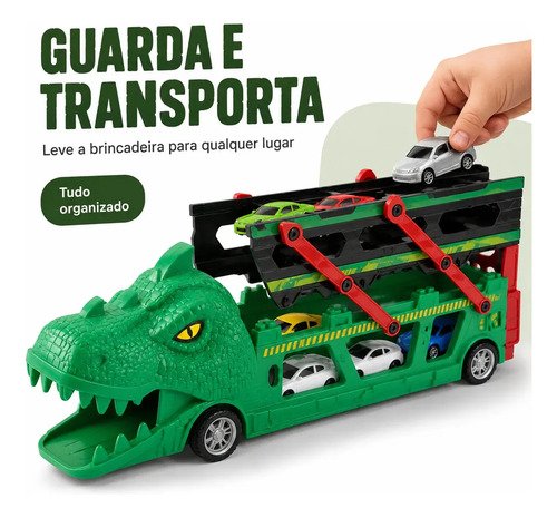Lançador Dino Dinossauro 6 Carrinhos Brinquedo Infantil Pista De Corrida Super Velocidade Lançamento Automático Presente Menino 3 anos