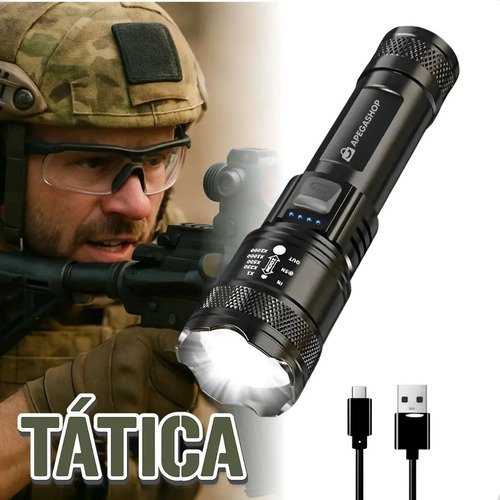 Lanterna militar tatica led cree recarregavel mais forte do