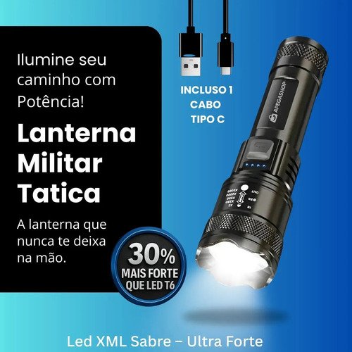 Lanterna Militar Tática Led Cree Recarregável Mais Forte Do Mundo Ultra Potente 1000m Zoom Alto Brilho Resistente Agua Sitio Fazenda
