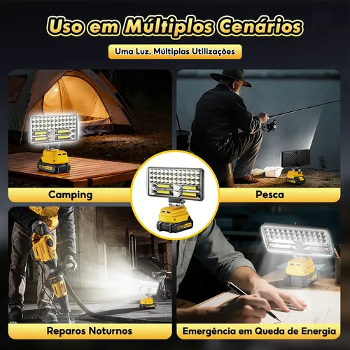 Lanterna Refletor Lampada Luz6000k Com 2bateria Recarregável