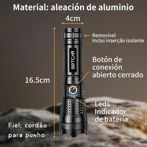 Lanterna Tática Mais Forte Do Mundo T9 Potente Recarregável