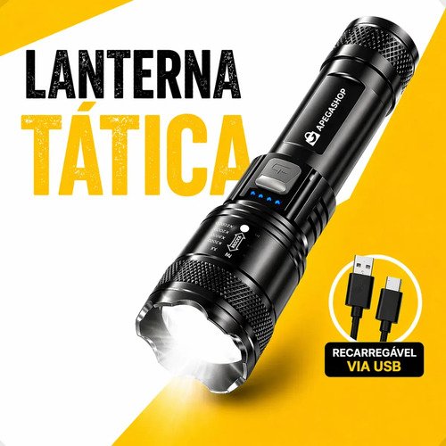 Lanterna tatica militar recarregavel led cree mais forte do
