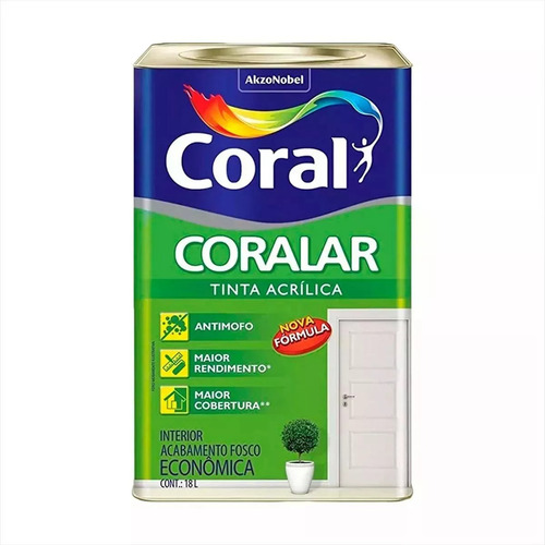 Latex acrilica tinta coral anti mofo branco 18l coralar bran
