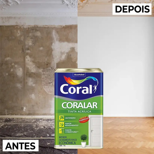 Latex Acrílica Tinta Coral Anti Mofo Branco 18L Coralar Branco Fosco