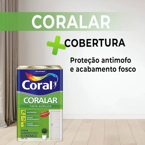 Latex Acrílica Tinta Coral Anti Mofo Branco 18L Coralar Branco Fosco