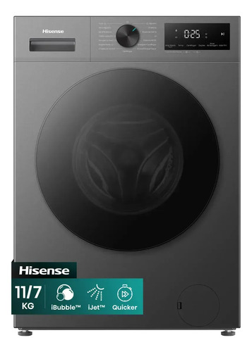 Lava e seca hisense 1i titanio 11kg 7kg inverter 15 proprama