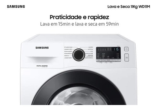 Lava E Seca Samsung Wd11m Com Digital Inverter Branca 11kg Cor Branco