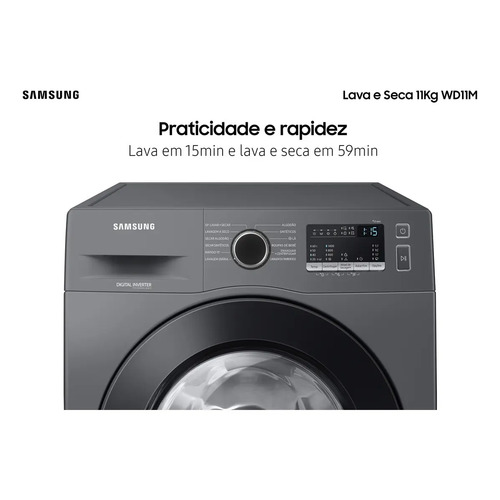 Lava E Seca Samsung Wd11m Com Digital Inverter Inox 11kg Cor Inox look