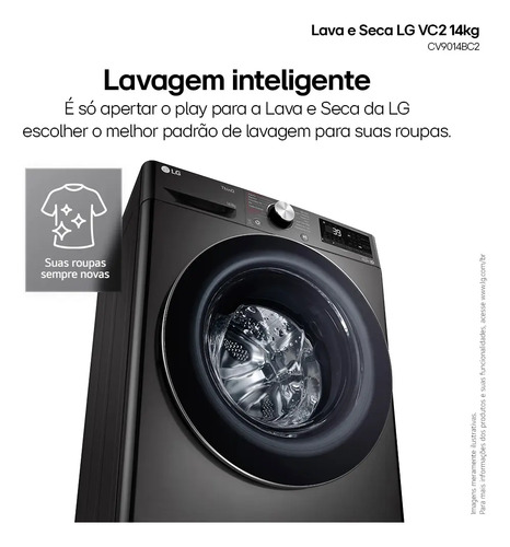 Lava E Seca Smart LG Vc2 Black Inox 14kg Cv9014bc2a