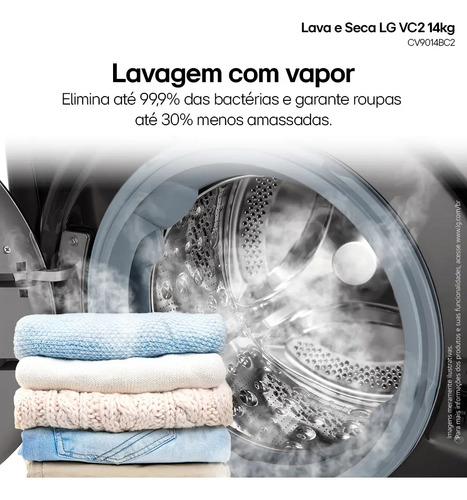 Lava E Seca Smart LG Vc2 Black Inox 14kg Cv9014bc2a