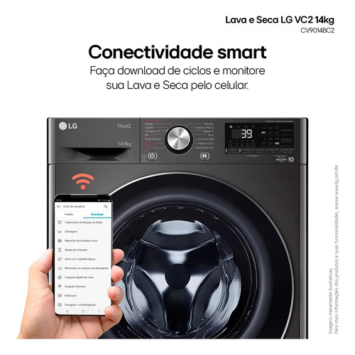 Lava E Seca Smart LG Vc2 Black Inox 14kg Cv9014bc2a