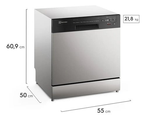 Lava-louça Electrolux Inox Com Programa Lava E Seca LS08E Cinza