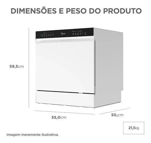 Lava Louças 8 Serviços Branco Touch Plus Midea