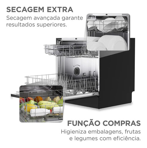 Lava Louças 8 Serviços Preta Touch Plus Midea Preto