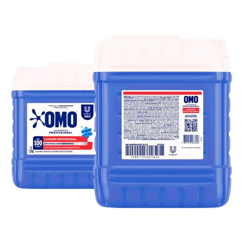 Lava Roupas Líquido Omo Lavanderia Profissional Lavagem 7 L