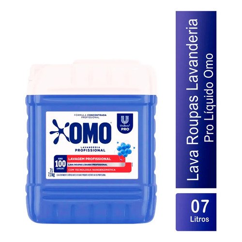 Lava Roupas Líquido Omo Lavanderia Profissional Lavagem 7 L