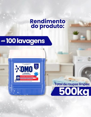 Lava Roupas Líquido Omo Lavanderia Profissional Lavagem 7 L