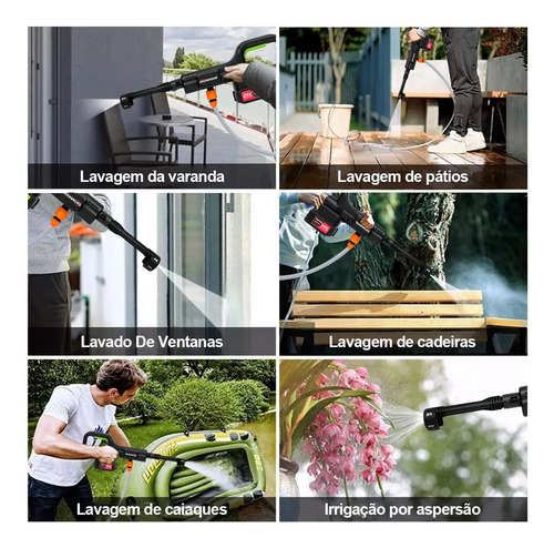 Lavadora Alta Pressao Portatil Potente Recarregável 2bateria