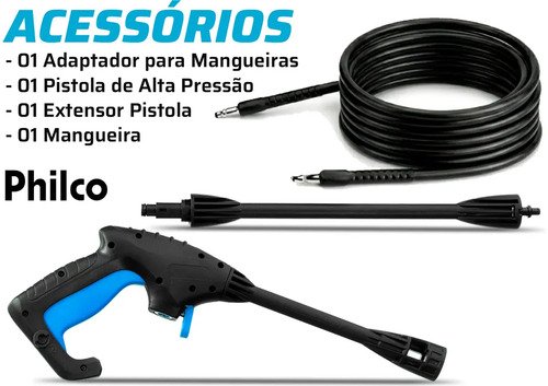 Lavadora De Alta Pressão Jato Compacta Philco Plp2200 1300w 1300 Psi/libras 312l/h Lança Regulável 127v
