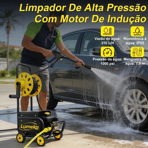 Lavadora De Alta Pressão Lumeka XW80 com motor a indução Lavadoras de Jato Elétricas Com Rolo De Mangueira