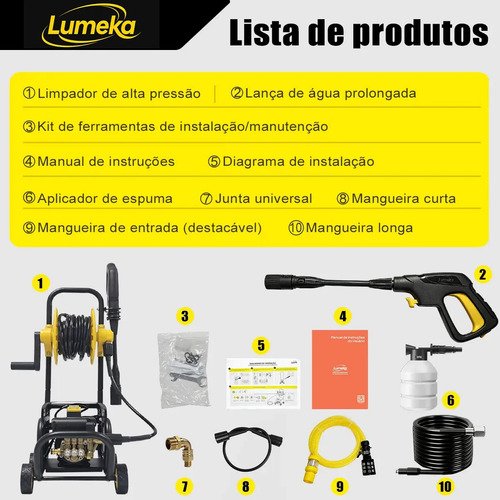 Lavadora De Alta Pressão Lumeka XW80 com motor a indução Lavadoras de Jato Elétricas Com Rolo De Mangueira
