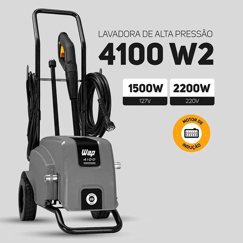 Lavadora De Alta Pressão Profissional Wap 4100 W2 420l/h Motor De Indução 1650psi 1500w 127V