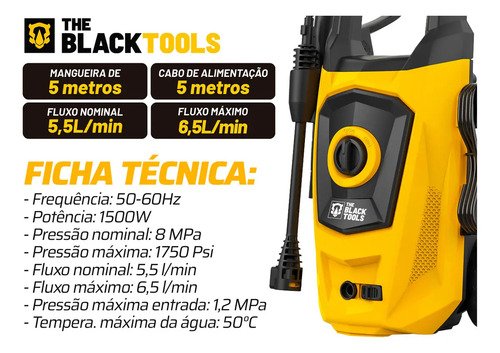 Lavadora De Alta Pressão The Black Tools Tblv175 1750psi Potência De 1500w