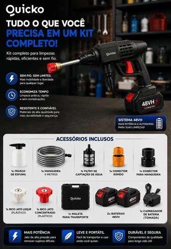 Lavadora De Alta Pressão Vap Portátil Sem Fio Bateria Compressor Pneu Função Power Bank Lava Jato Elétrica Recarregável P/ Lavar Carro Moto Quintal C/ 2 Baterias Bico Mangueira Dispenser De Sabão