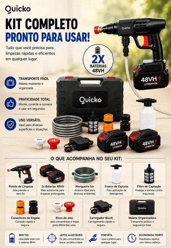 Lavadora De Alta Pressão Vap Portátil Sem Fio Bateria Compressor Pneu Função Power Bank Lava Jato Elétrica Recarregável P/ Lavar Carro Moto Quintal C/ 2 Baterias Bico Mangueira Dispenser De Sabão