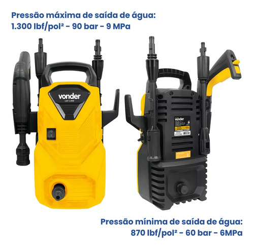 Lavadora de Alta Pressão Vonder LAV 1300 – 1300 Libras, Compacta, Potente, Ideal para Carros, Quintais e Limpezas Pesadas