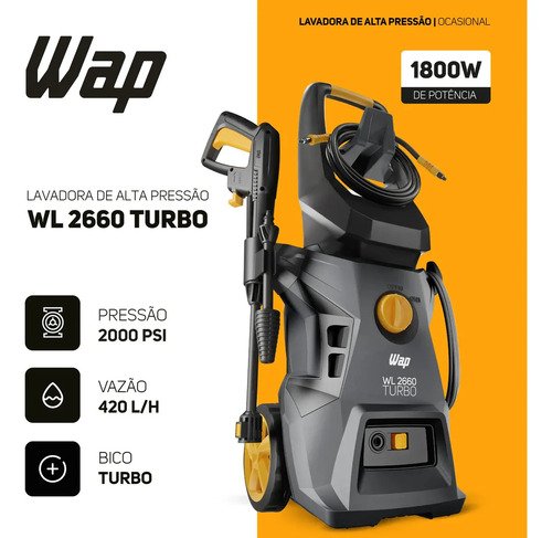 Lavadora e Desobstruidora de Alta Pressão WAP WL 2660 Turbo Ultra 127V