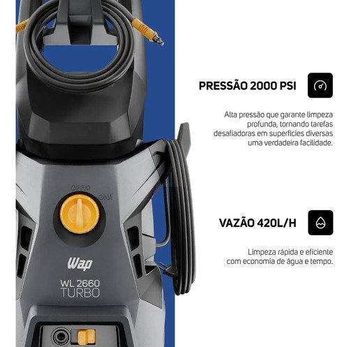 Lavadora e Desobstruidora de Alta Pressão WAP WL 2660 Turbo Ultra 127V
