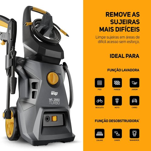 Lavadora e Desobstruidora de Alta Pressão WAP WL 2660 Turbo Ultra 127V