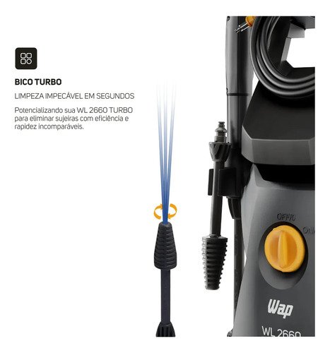 Lavadora e Desobstruidora de Alta Pressão WAP WL 2660 Turbo Ultra 127V