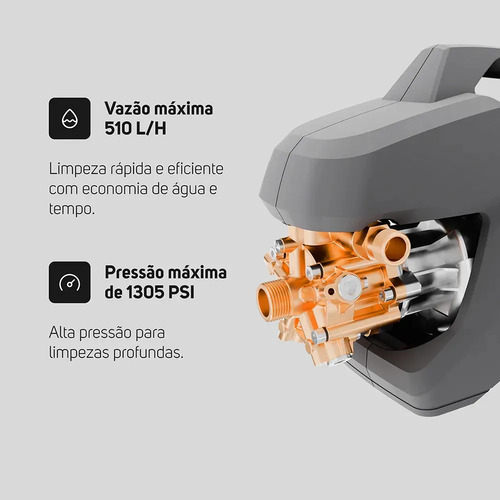Lavadora e Desobstruidora de Alta Pressão WAP WL 4200 Ultra 5 Pistões 2200w 1305psi 510l/h Com Jato Regulável e Motor de Indução 220V