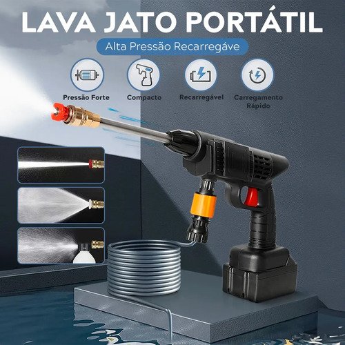 Lavadora Lava Jato Portátil Pressão 2 Baterias + Maleta